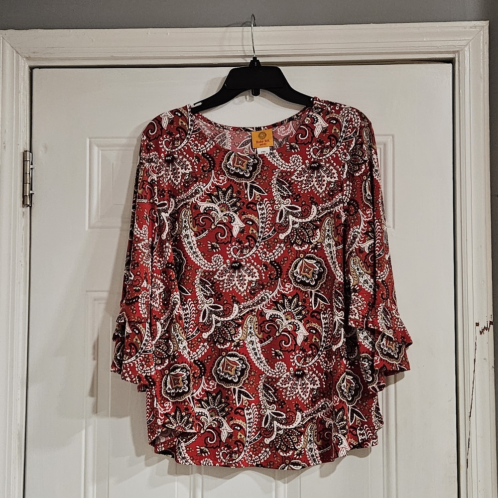 Ruby Rd. Red Paisley Women's Top